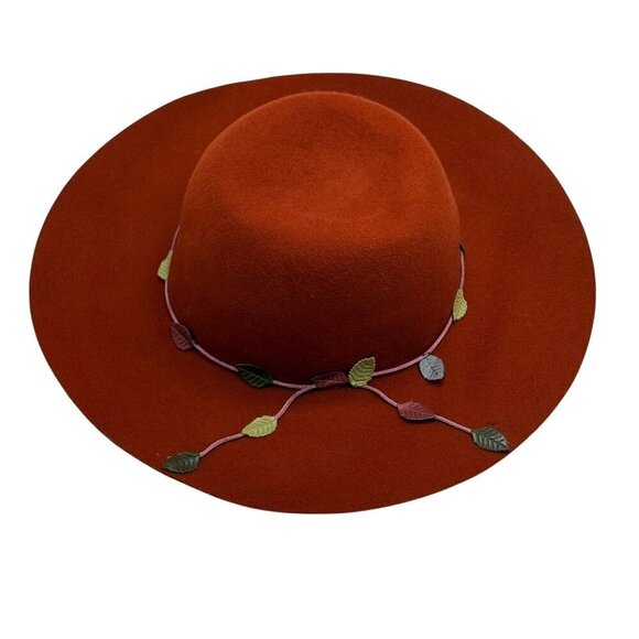 Vintage Banash Womens Hat 100 Wool Burnt Orange Leaves Packable - Picture 1 of 7